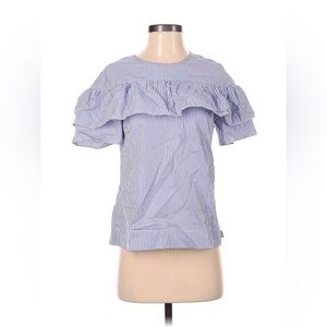 J. Crew Short Sleeve Striped Blouse with Ruffle